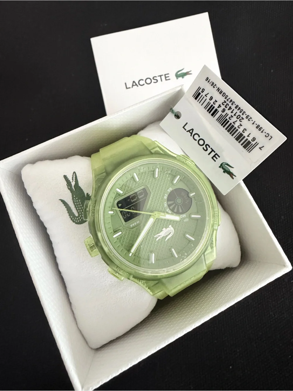 Brand new with tags Lacoste LC33 Unisex Analog & Digital Watch in Lime color